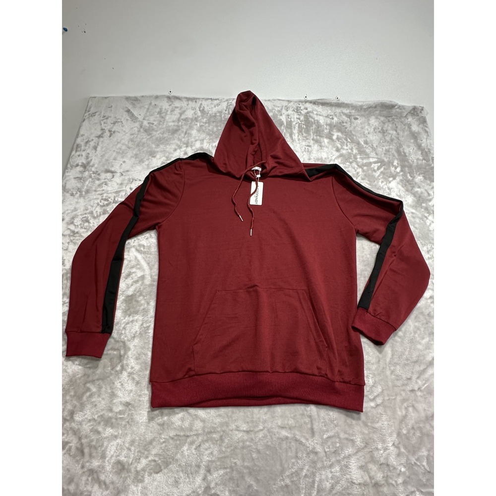 Coofandy Hoodie Men's Size Large‎ Burgundy Long Sleeve Kangaroo Pocket Brand NWT